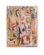 Pink Fragments, hand-painted abstract painting shown straight on