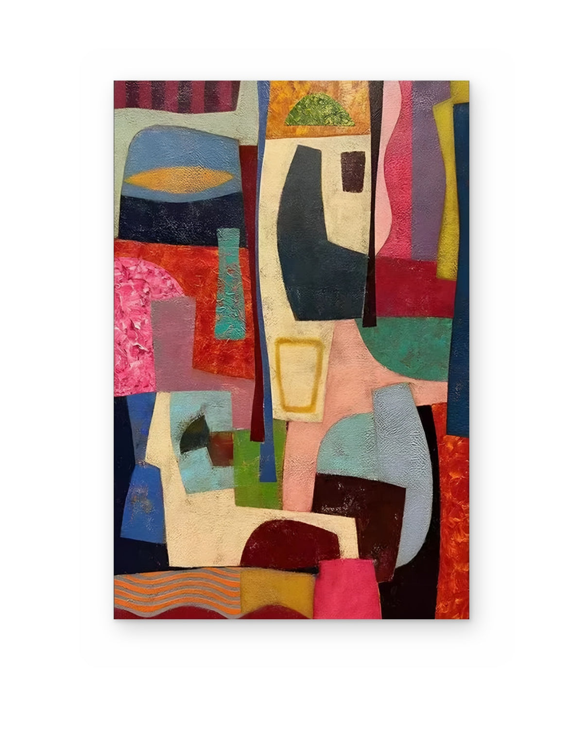 Colour Collage, hand-painted abstract painting shown straight on